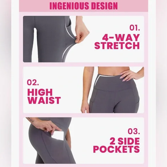 Sold out Leggings black NIP with pockets size XL tummy control black - Picture 5 of 10